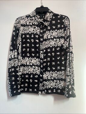 Rachel Zoe Black Floral Button-Front Top